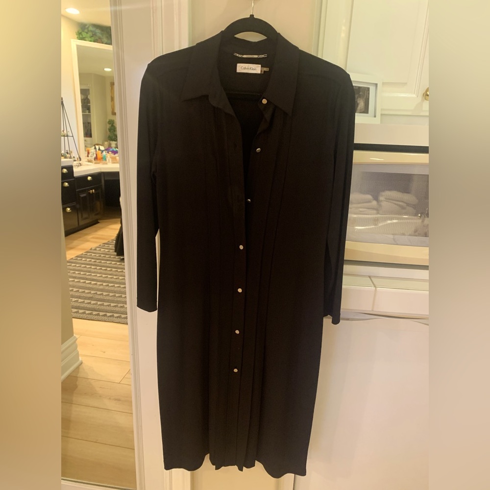 Calvin Klein black button down dress